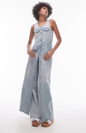 TOPSHOP TOPSHOP SLEEVELESS DENIM MAXI DRESS