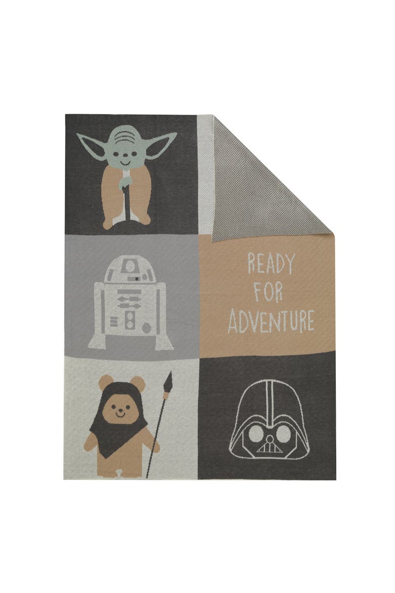 Star Wars The Force Knit Baby Blanket - Yoda/Ewok/R2-D2/Vader, Alternate, color, Brown Multi