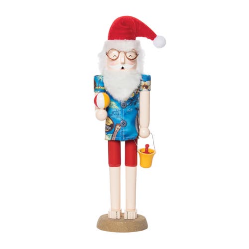 Gallerie Ii Beach Santa W/bucket Decorative Figurine In Blue