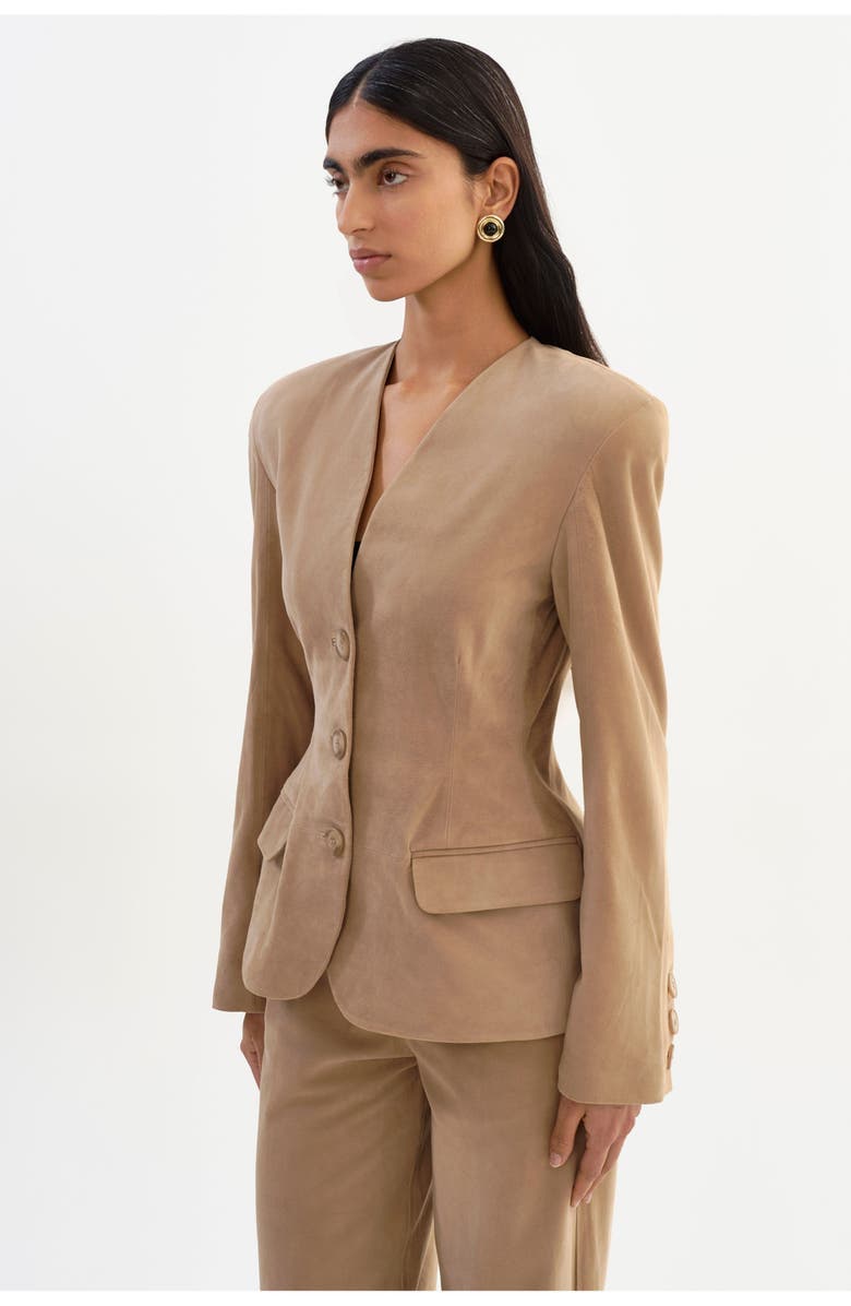 LAMARQUE Abitha | Suede Hourglass Jacket, Alternate, color, Beige
