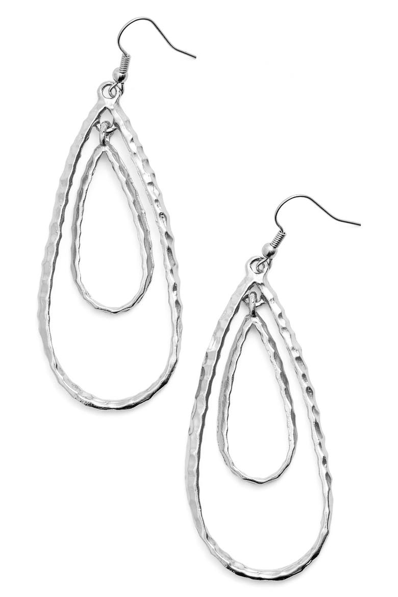 Double Teardrop Link Drop Earrings, Alternate, color, SILVER