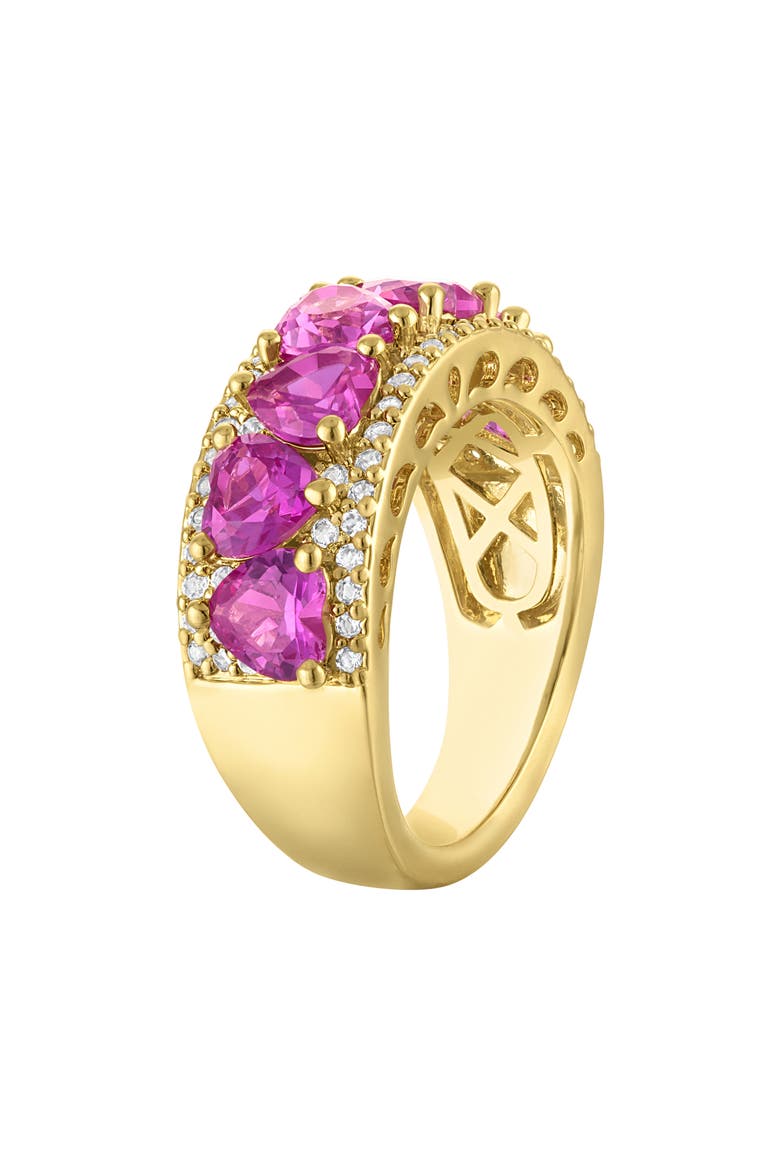Lab Created Pink Sapphire Heart Ring, Alternate, color, PINK