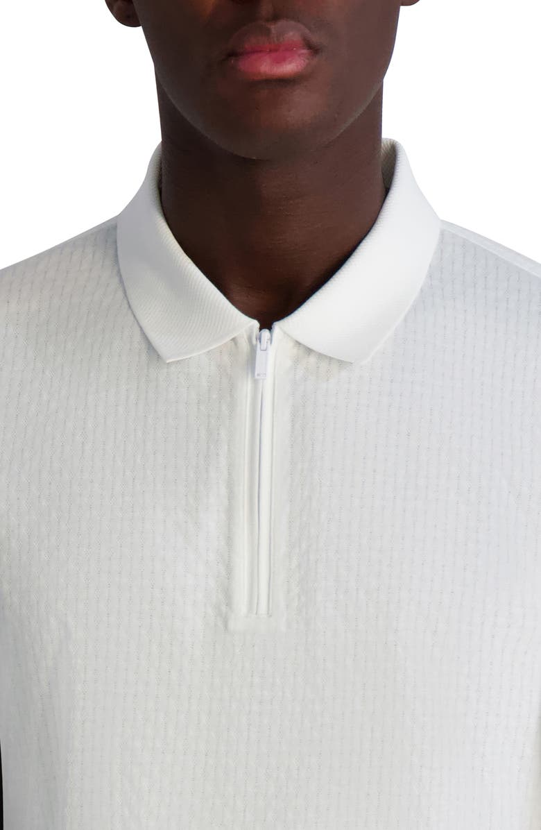 KARL LAGERFELD PARIS Textured Quarter Zip Performance Polo, Alternate, color, White