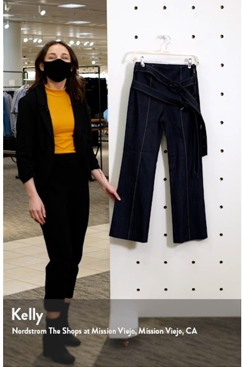 Jessi Double Belt Crop Kick Flare Denim Pants video