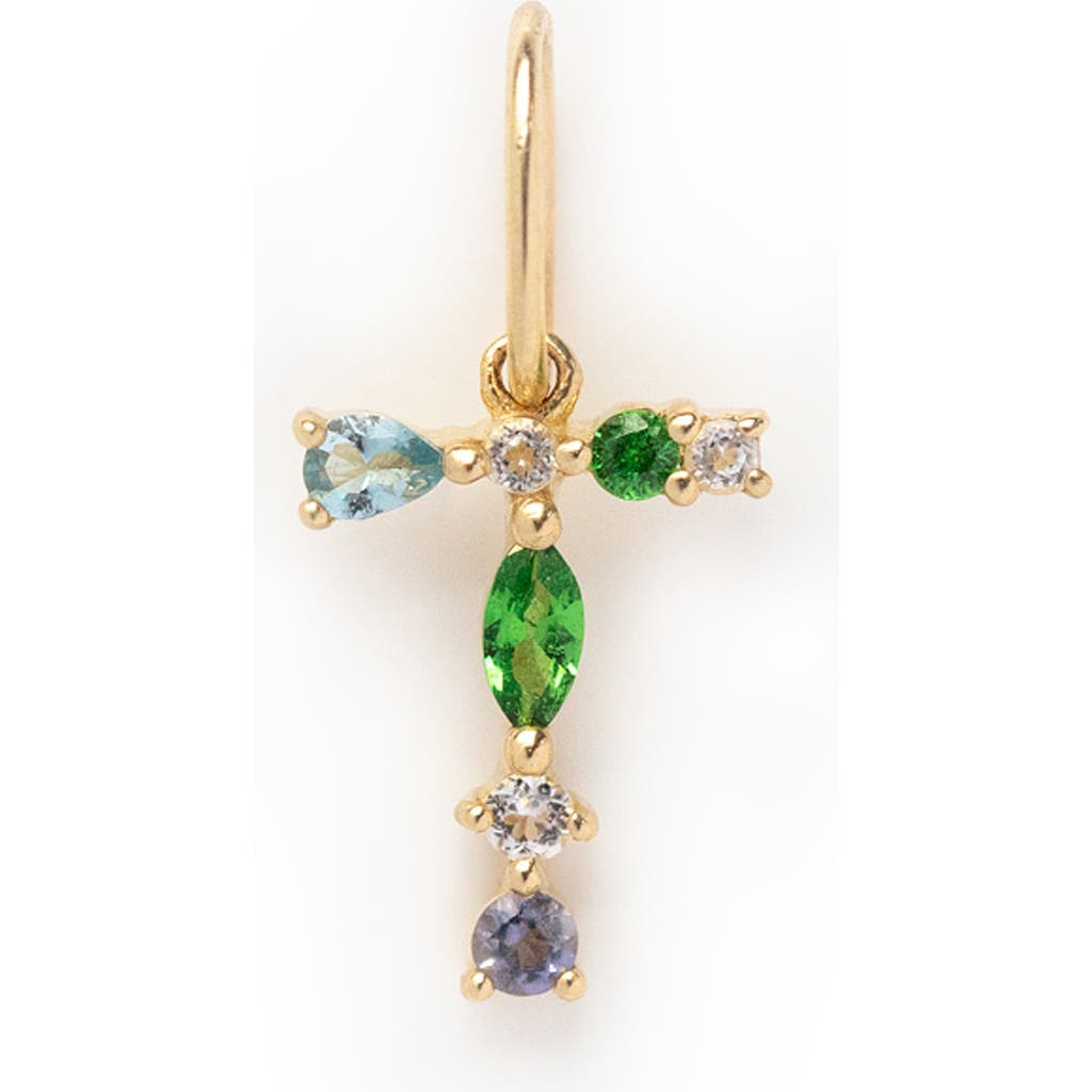 Local Eclectic Semiprecious Stone Initial Charm In Gold
