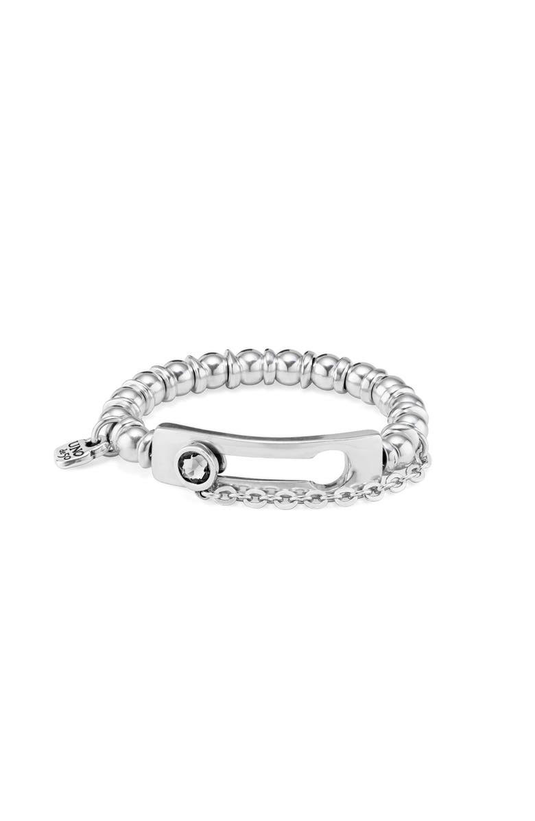 UNODE50 Sterling silver-plated beaded bracelet with a central link, Main, color, 