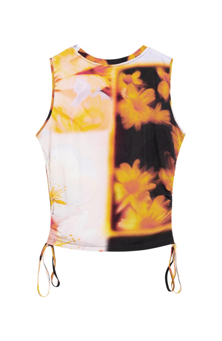 Desigual Abstract Floral Drawstring Tank, Alternate, color, Yellow Multi