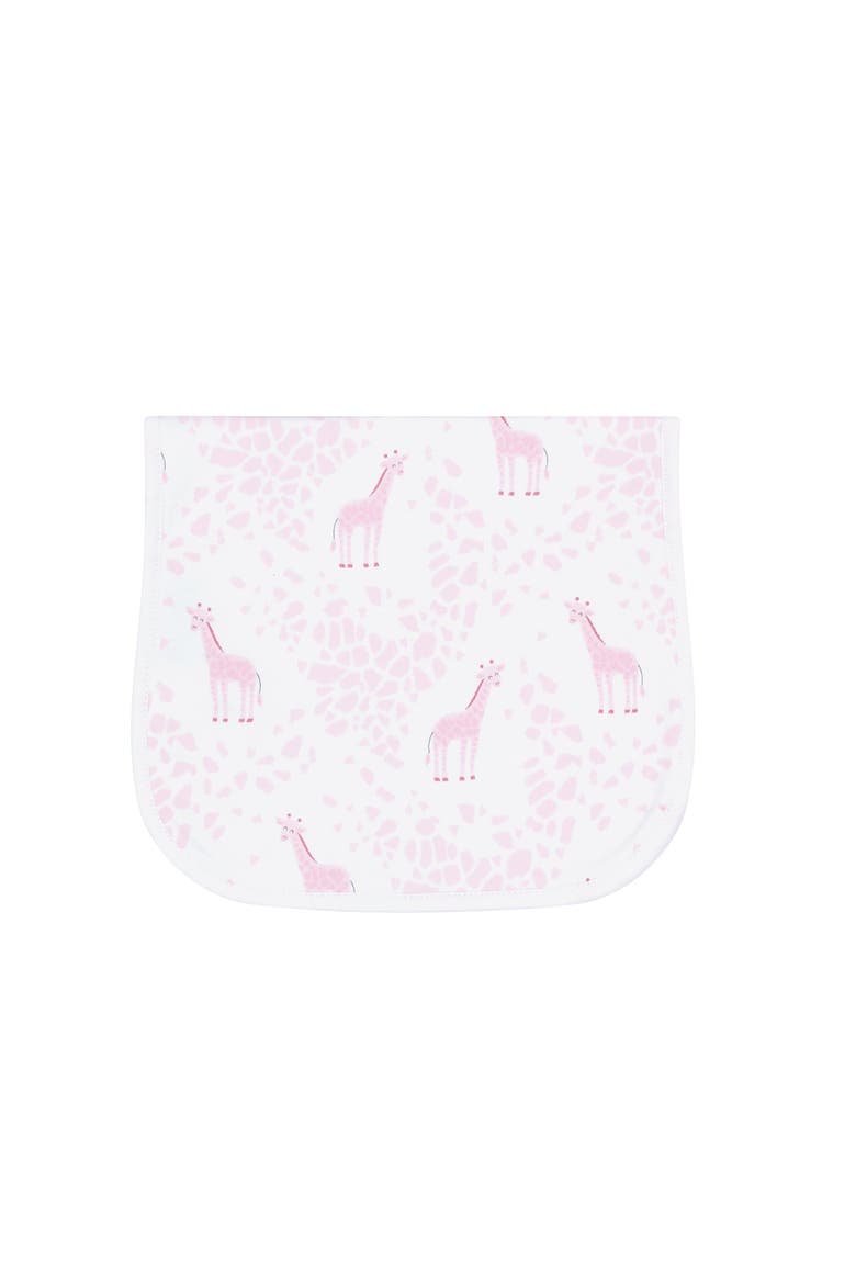 Baby Girl Cotton Burp Cloth, Main, color, Pink Giraffe