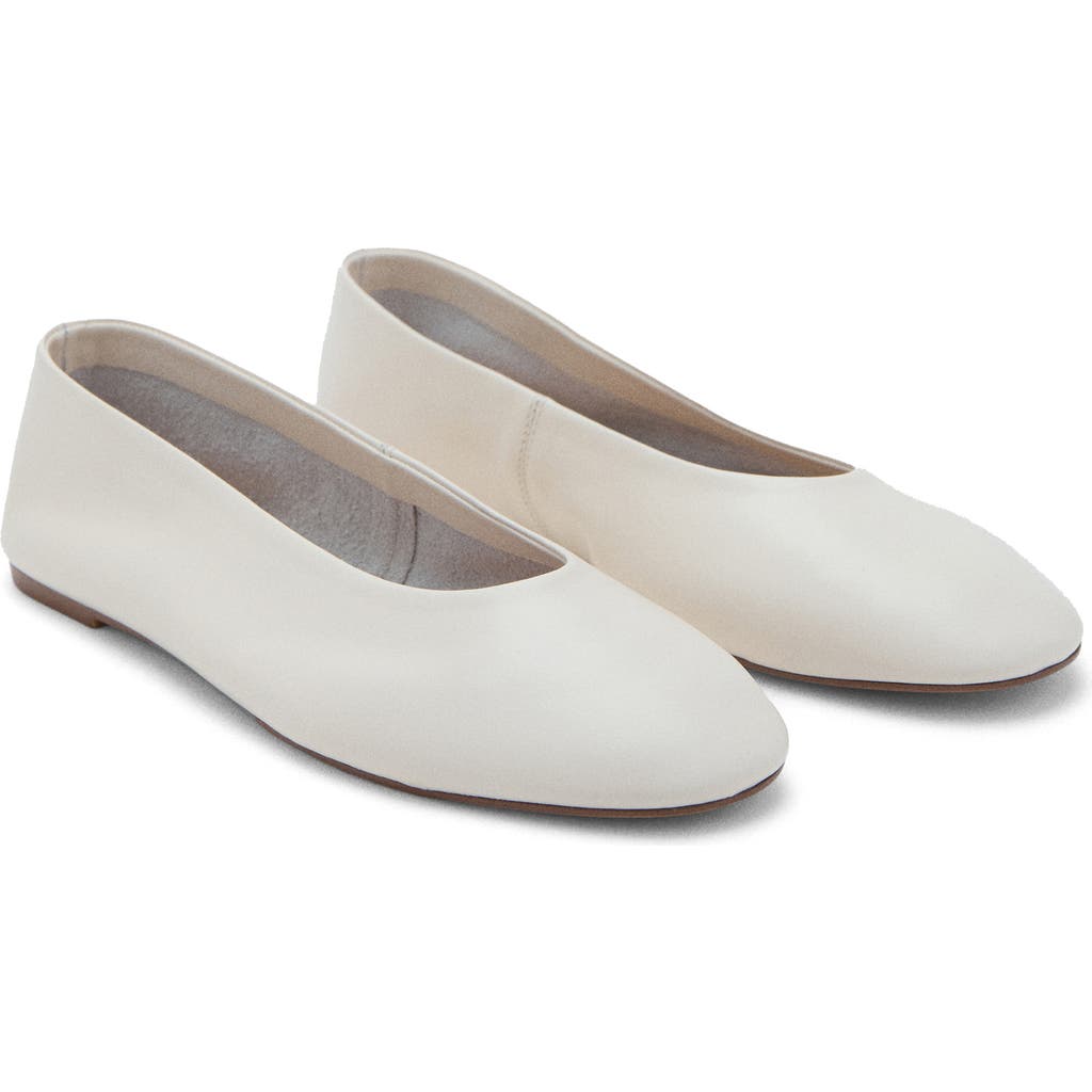 Mango Leather Ballet Flat In Nude