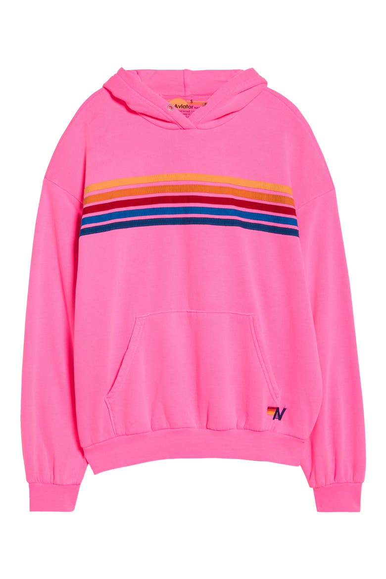 5 Stripe Hoodie, Alternate, color, NEON PINK