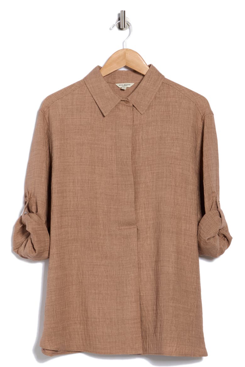 Roll Tab Sleeve Shirt, Alternate, color, HEATHER MUSHROOM