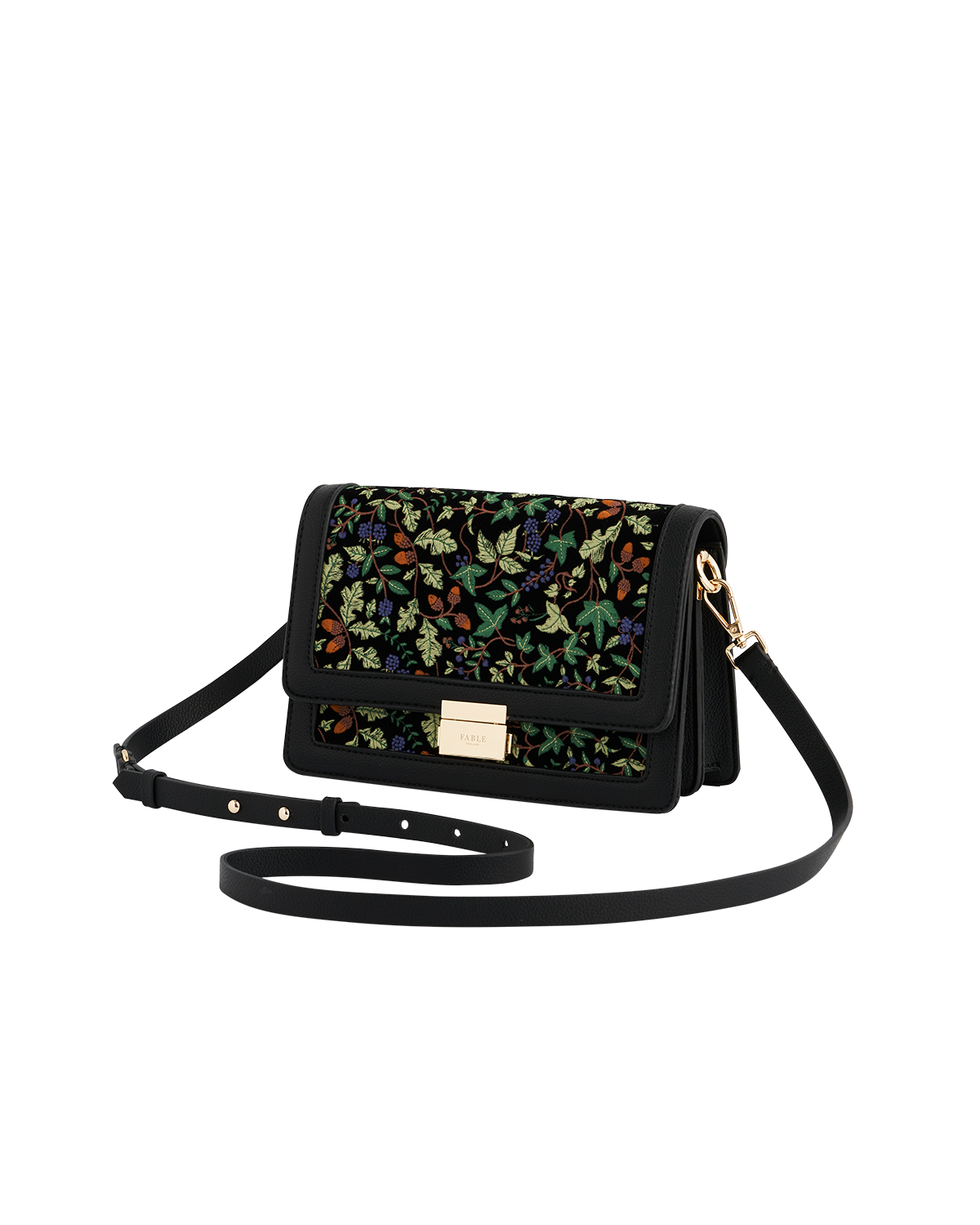 Fable England Black Embroidered Crossbody Bag, Alternate, color, 