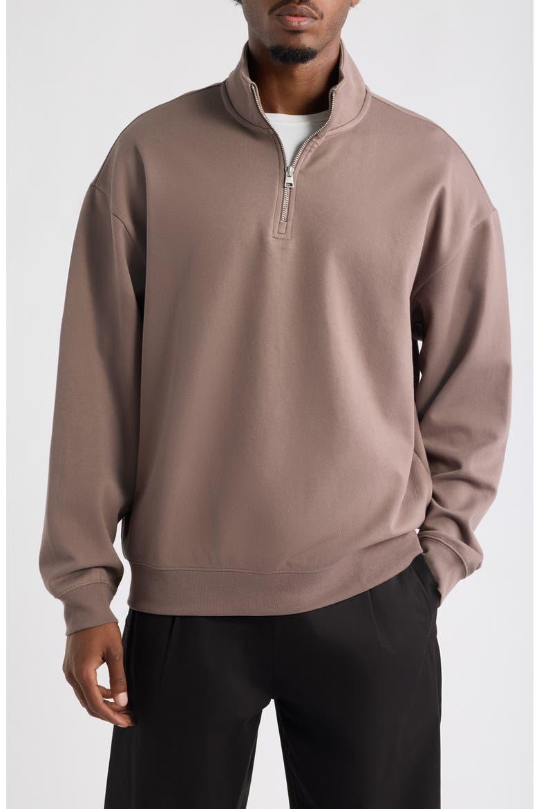 Dalizip Cotton Quarter-Zip Pullover, Main, color, RUST/ COPPER