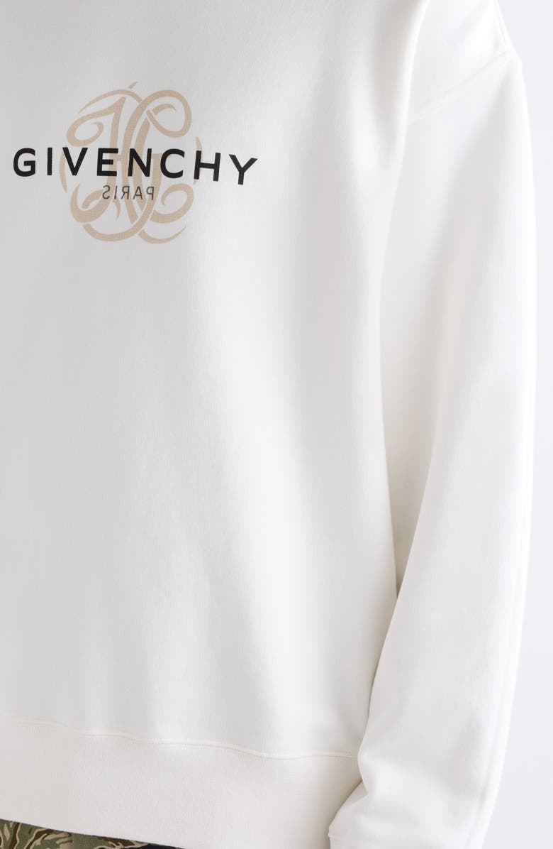 Givenchy Boxy Fit Reverse Logo Graphic Sweatshirt, Alternate, color, Off White