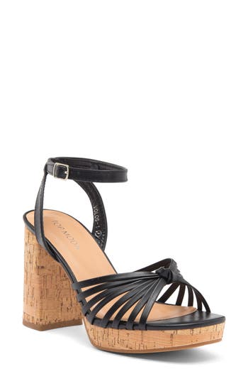 Top Guy Shoes Volos Platform Wedge Sandal In Black Pu