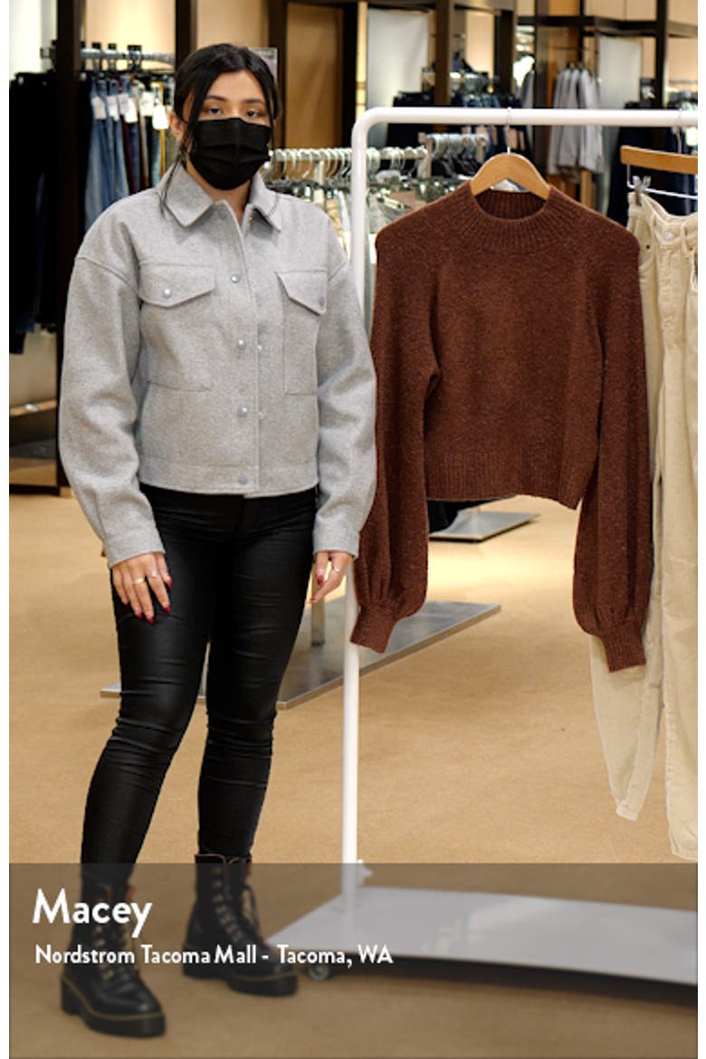 Mock Neck Balloon Sleeve Crop Sweater video