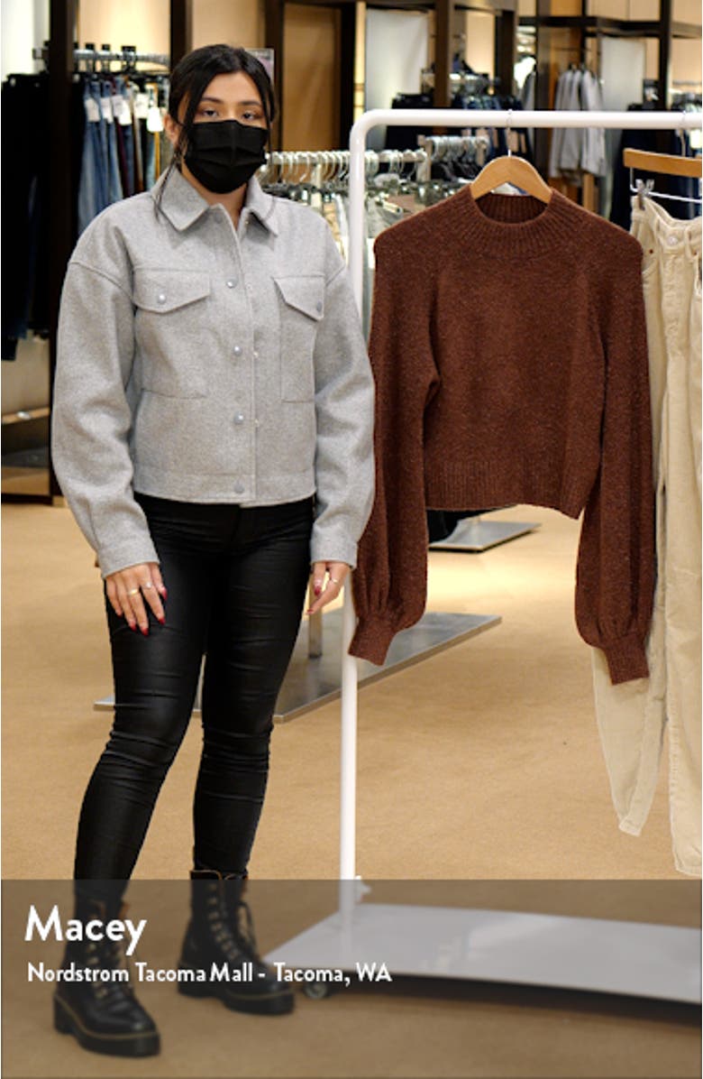 Mock Neck Balloon Sleeve Crop Sweater, sales video thumbnail