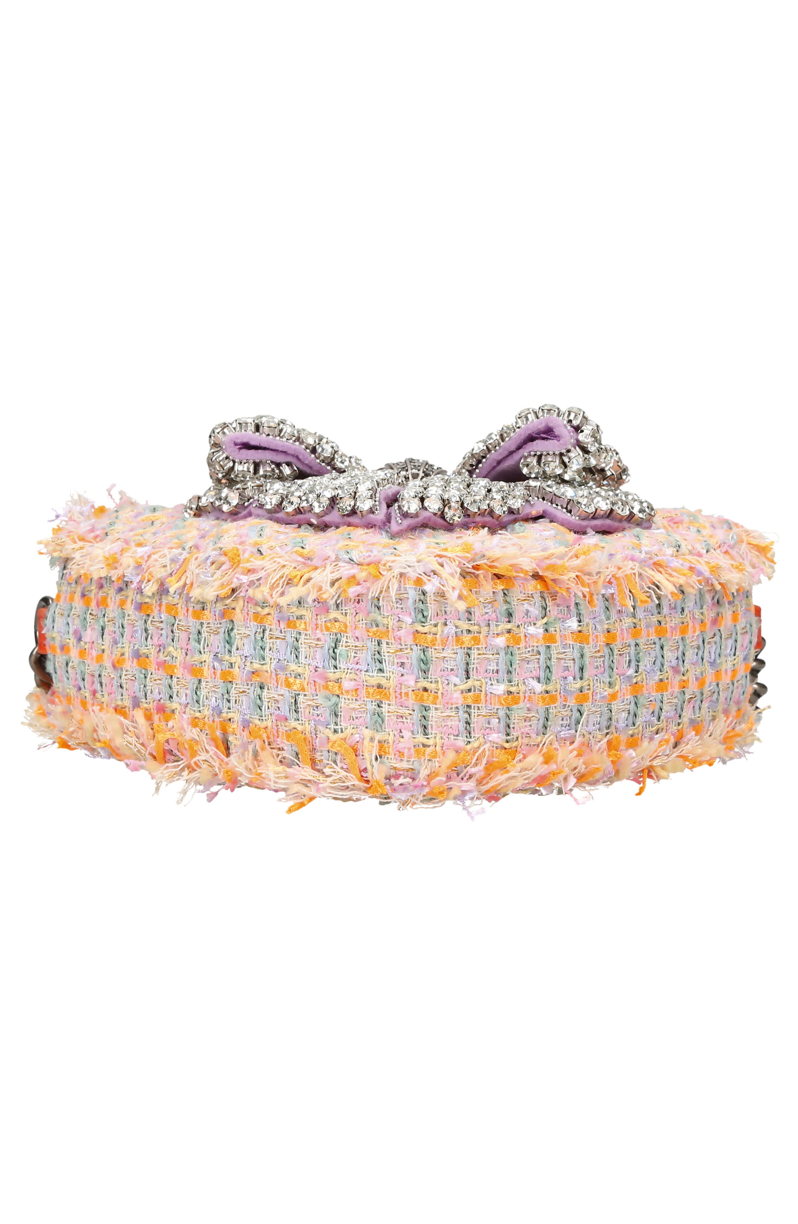 Kurt Geiger London Bow Heart Tweed Crossbody Bag, Alternate, color, 