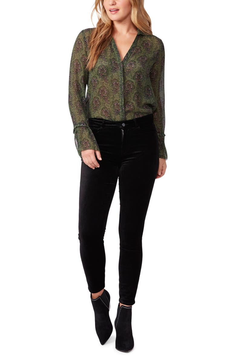 PAIGE Hoxton Velvet Ankle Skinny Jeans, Alternate, color, 