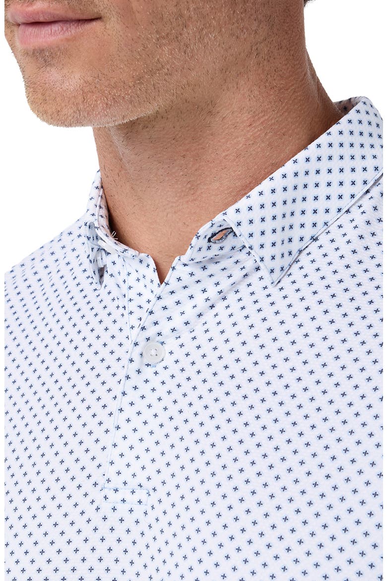 Halyard Trim Fit Short Sleeve Performance Button-Up Shirt, Alternate, color, CLOUD BLUE TUDOR STAR