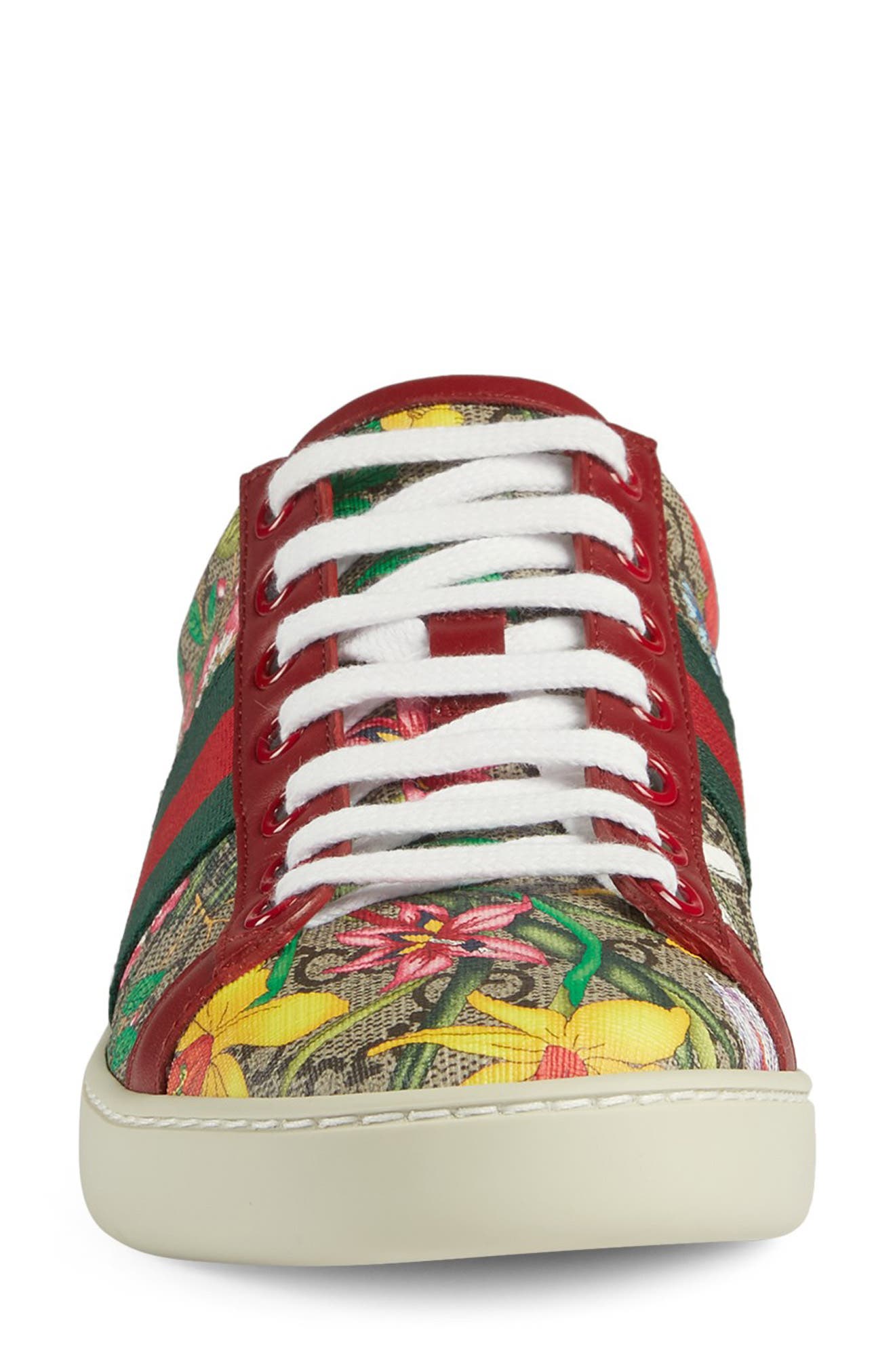 Gucci New Ace GG Supreme Floral Sneaker, Alternate, color, 