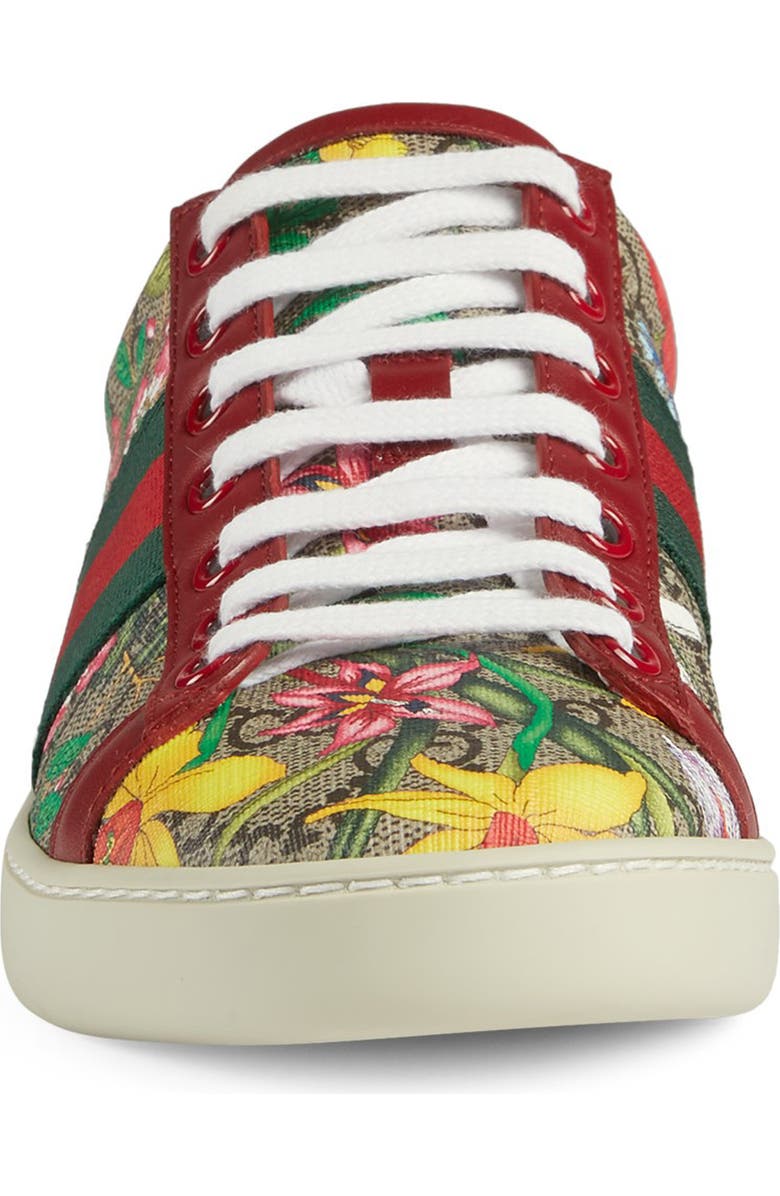 Gucci New Ace GG Supreme Floral Sneaker, Alternate, color,