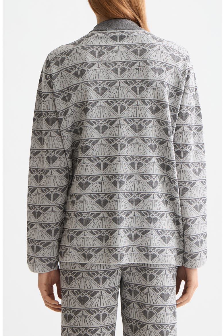 Logo Jacquard Sweater Jacket, Alternate, color, SILVER/ GUNMETAL