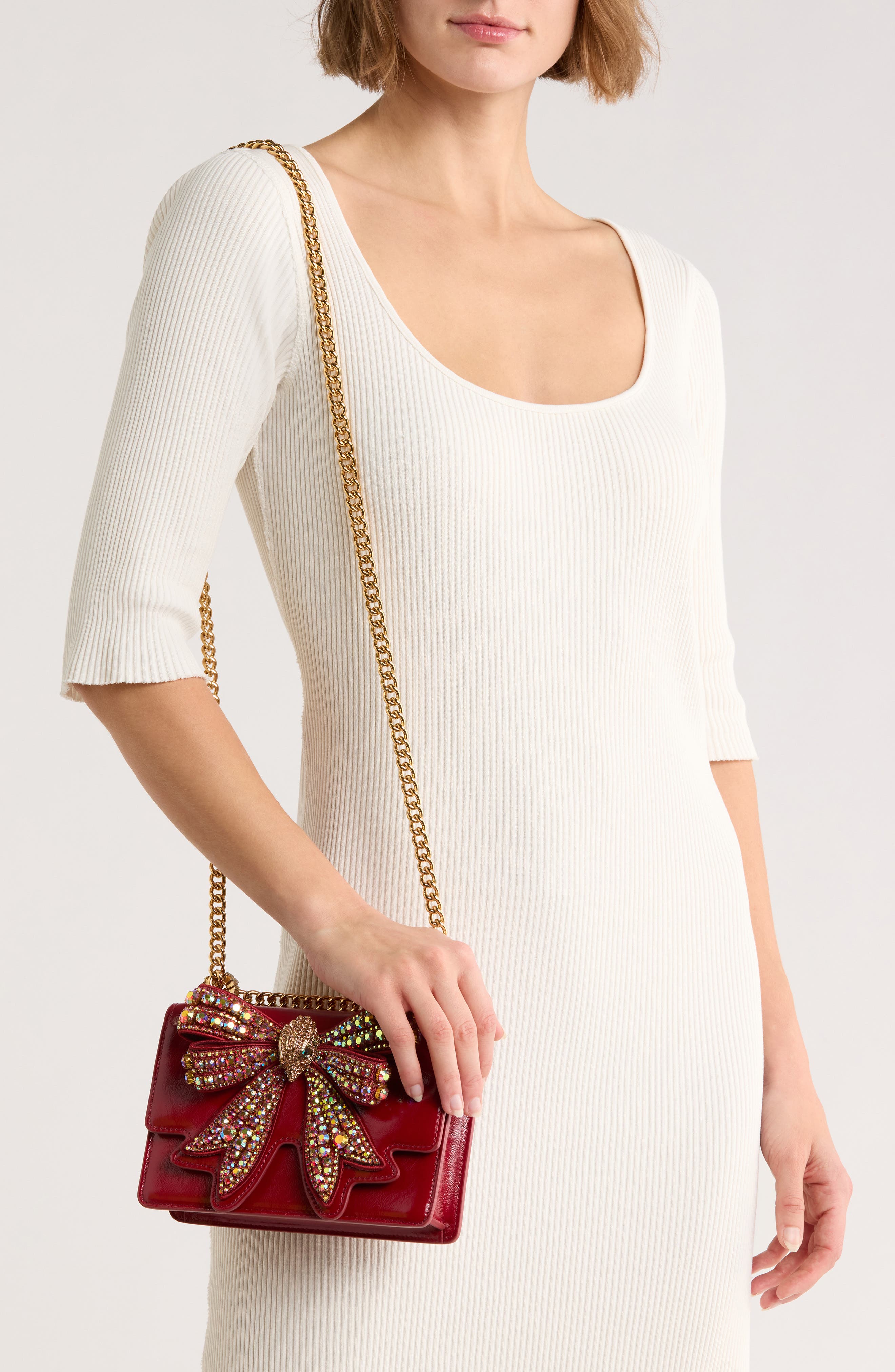 Kurt Geiger London Bow Small Shoreditch Shoulder Bag, Alternate, color, Red