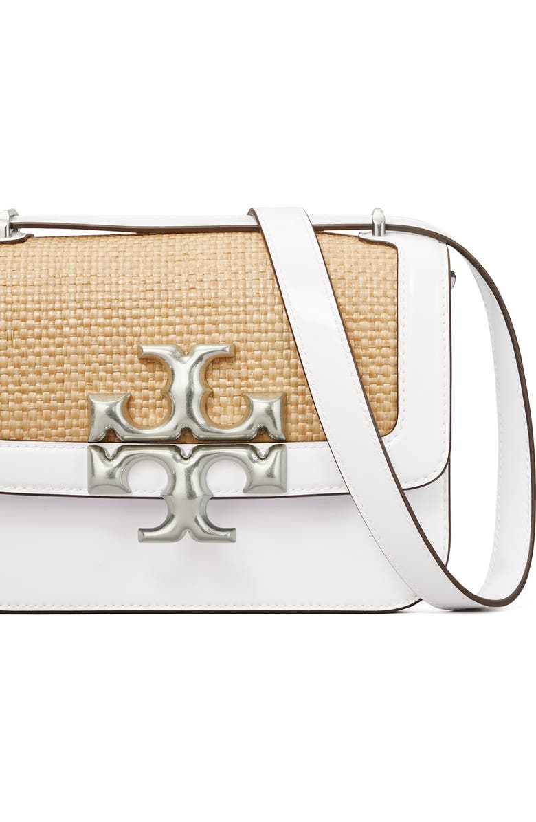 Tory Burch Eleanor Small Woven Straw & Leather Shoulder Bag, Alternate, color,
