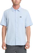 Quiksilver Dobby Stripe Classic Short Sleeve Cotton Button-Up Shirt