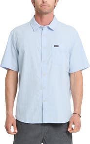 Quiksilver Dobby Stripe Classic Short Sleeve Cotton Button-Up Shirt