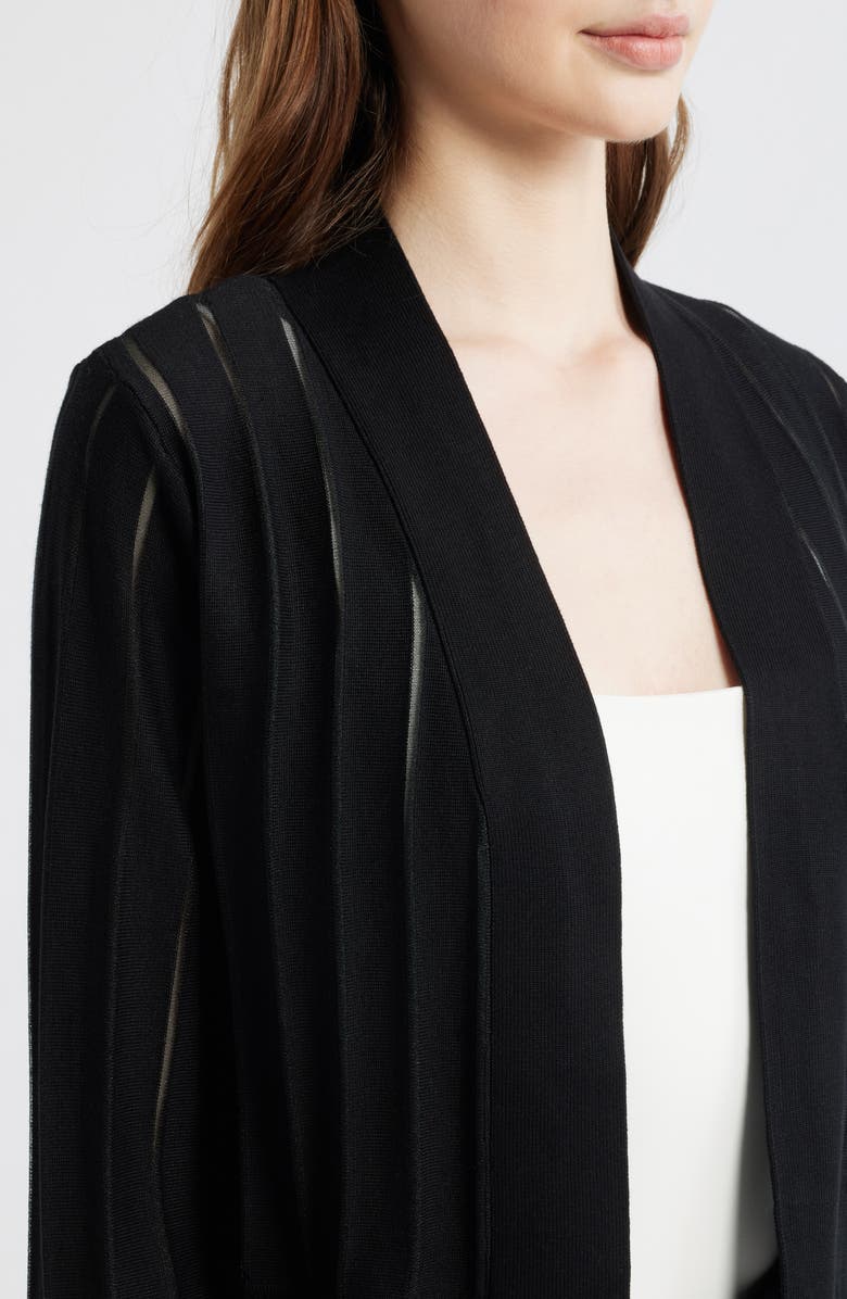 Anne Klein Sheer Stripe Shrug, Alternate, color, Anne Black