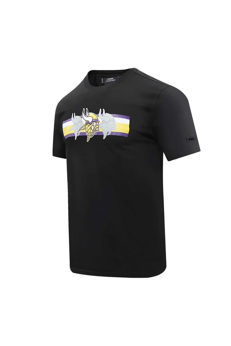 Men's Pro Standard Black Minnesota Vikings Retro Striper T-Shirt, Alternate, color, Black