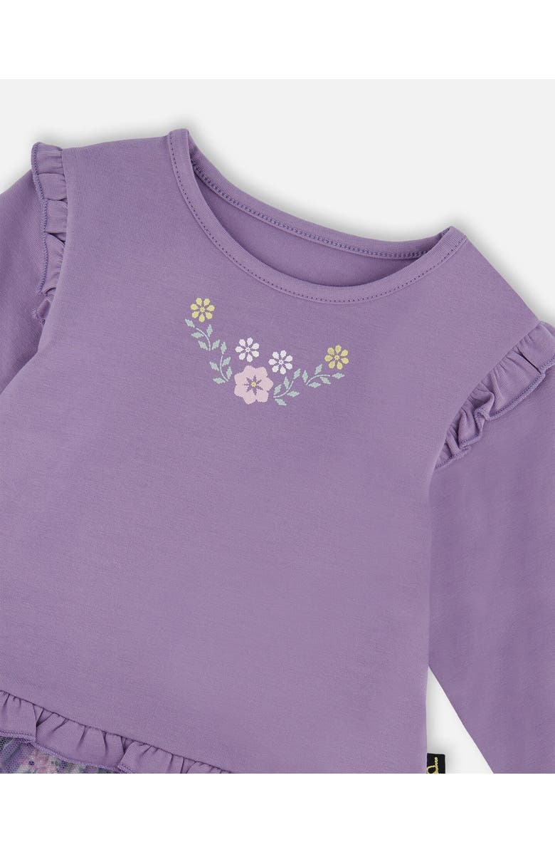 Deux par Deux Bi-Material Dress with Muslin and Mesh Skirt, Alternate, color, Purple Gray