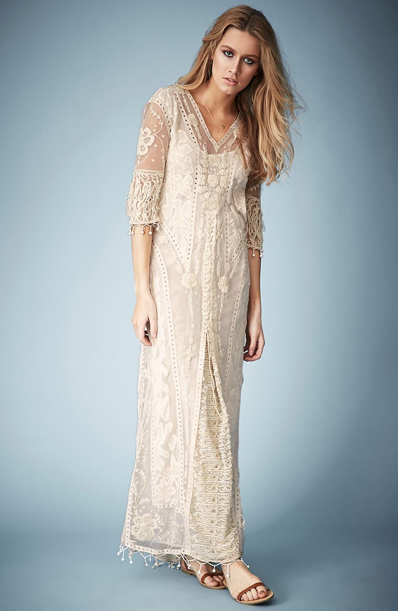 Topshop Kate Moss for Topshop Crochet Lace Maxi Dress, Alternate, color, 