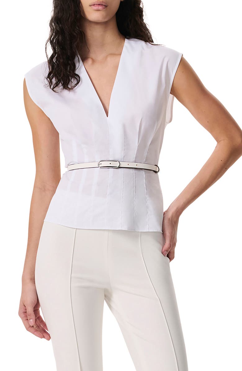 rag & bone Ines Pleated Poplin Top, Main, color, White