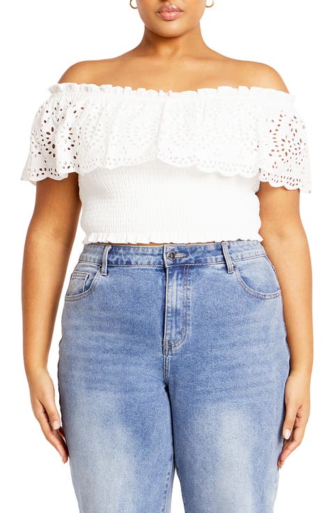 Jayde Eyelet Overlay Top