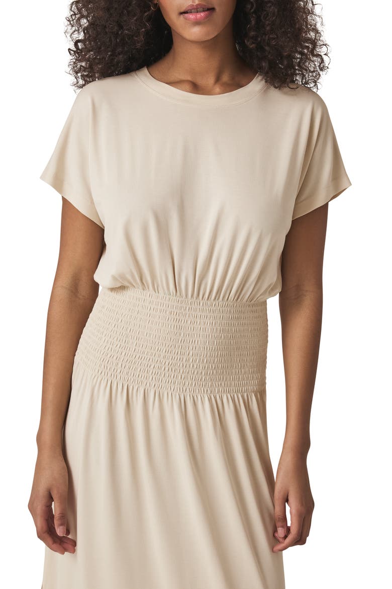 Giada Smock Waist Sandwash Knit Midi Dress, Alternate, color, MOONSTONE
