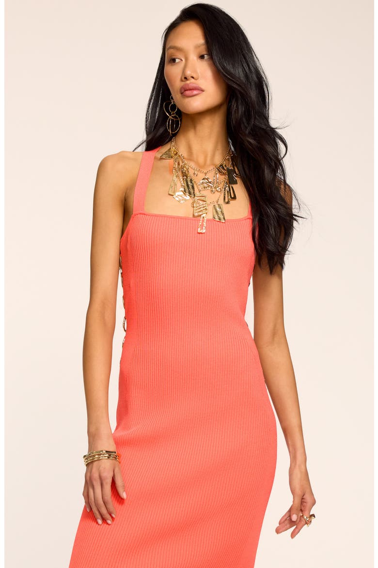 Brynn Rib Midi Dress, Alternate, color, CORAL