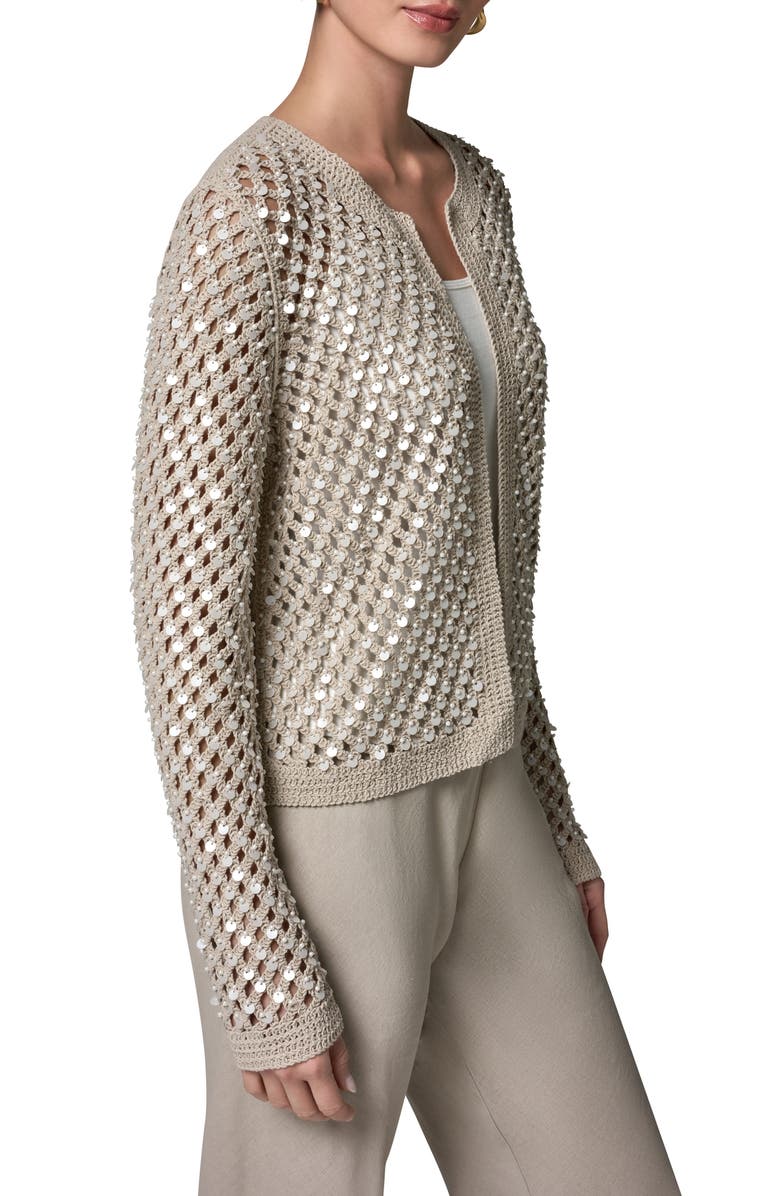 Donna Karan New York Pearl Detail Open Knit Cardigan, Alternate, color,