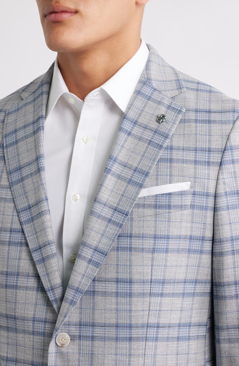 BOSS Hutson Plaid Sport Coat, Alternate, color, Navy/ Grey
