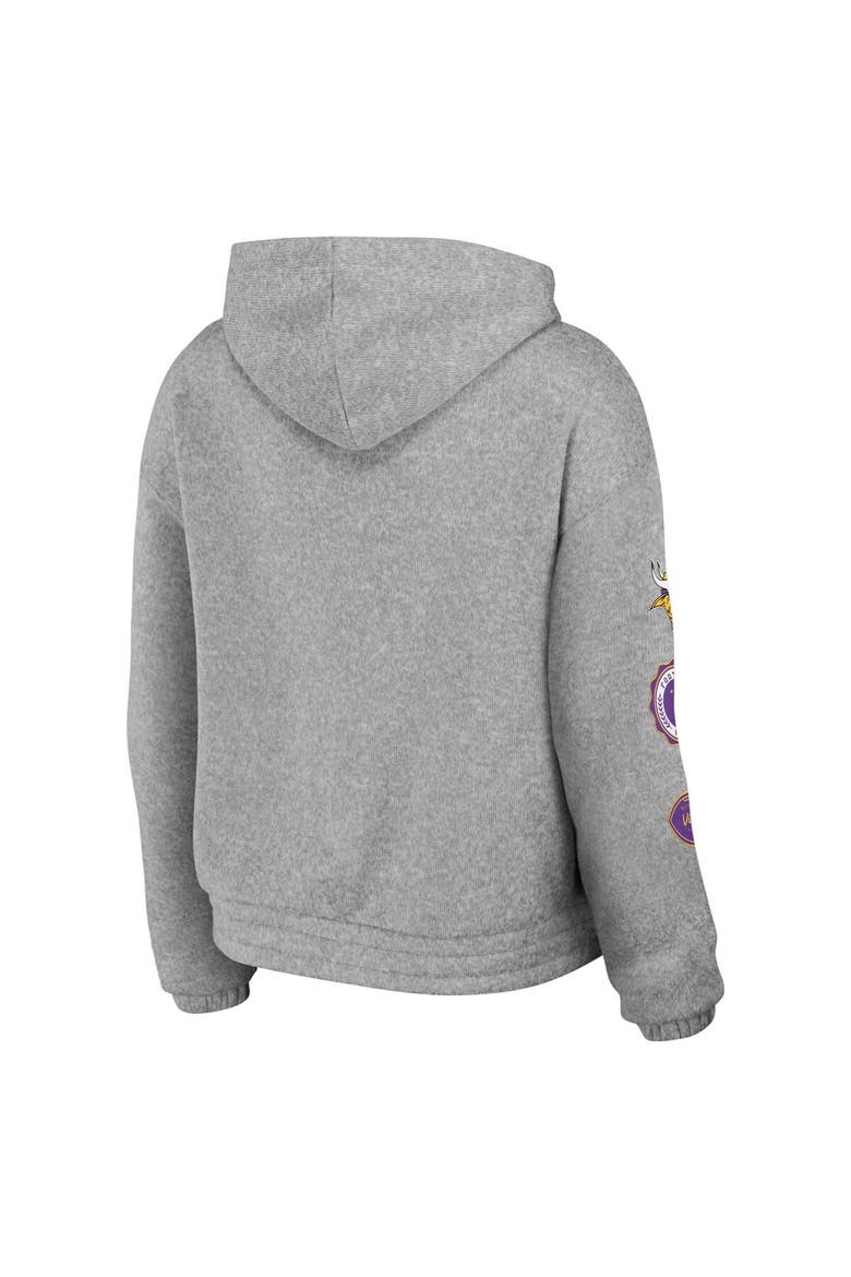 Women's WEAR by Erin Andrews Heather Gray Minnesota Vikings Full-Zip Hoodie, Alternate, color, Heather Gray