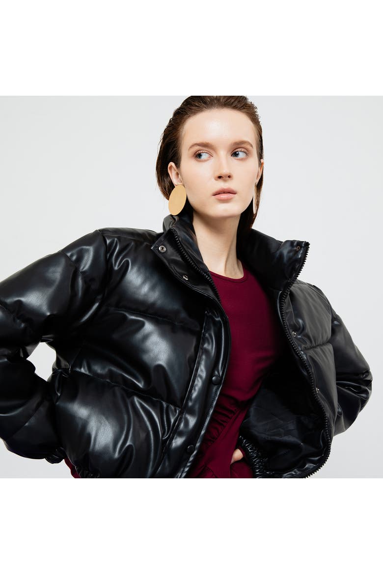Lyra Quilted Leather Jacket, Alternate, color, Black