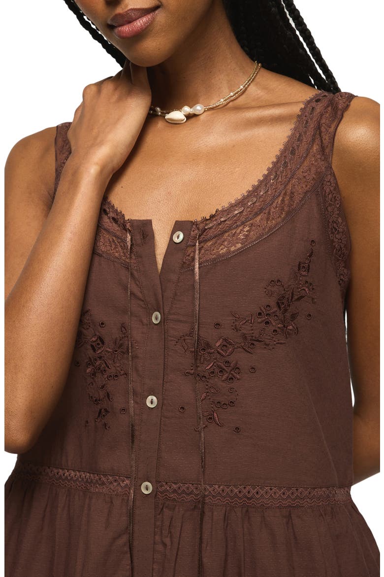 Embroidered Drop Waist Minidress, Alternate, color, FRENCH ROAST
