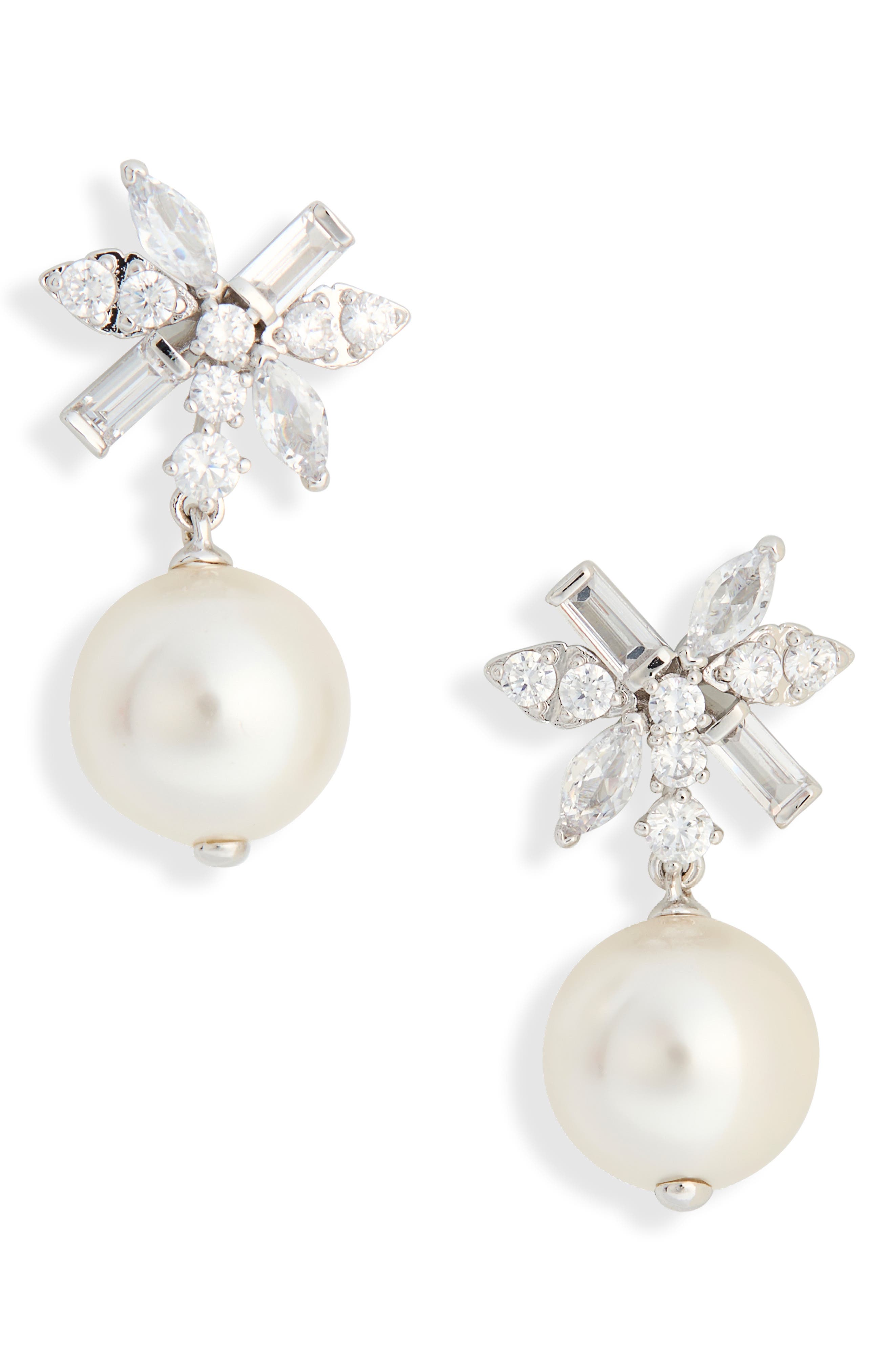 Nadri Lace Faux Pearl Drop Earrings