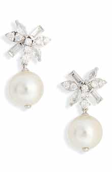Nadri Lace Faux Pearl Drop Earrings