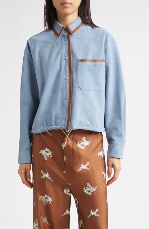 Suede Drawstring Overshirt
