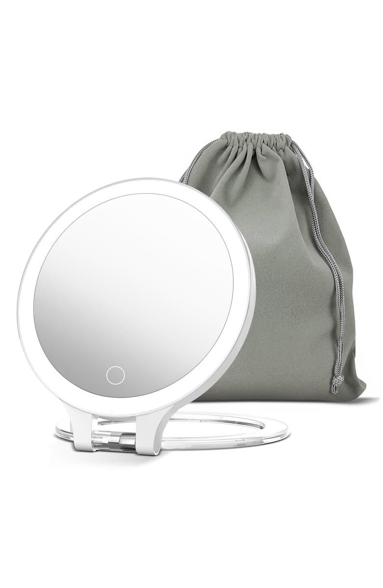 LILA BY AKUNBEM Fascinate 1X/10X Rechargeable LED Makeup Mirror, Main, color, White