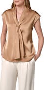 Donna Karan New York Bar Detail Satin V-Neck Blouse