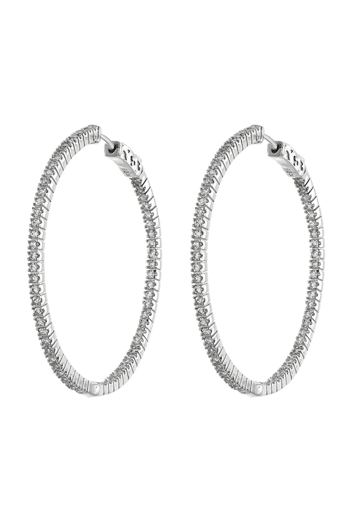 CZ by Kenneth Jay Lane CZ Inside-Out 50mm Hoop Earrings
